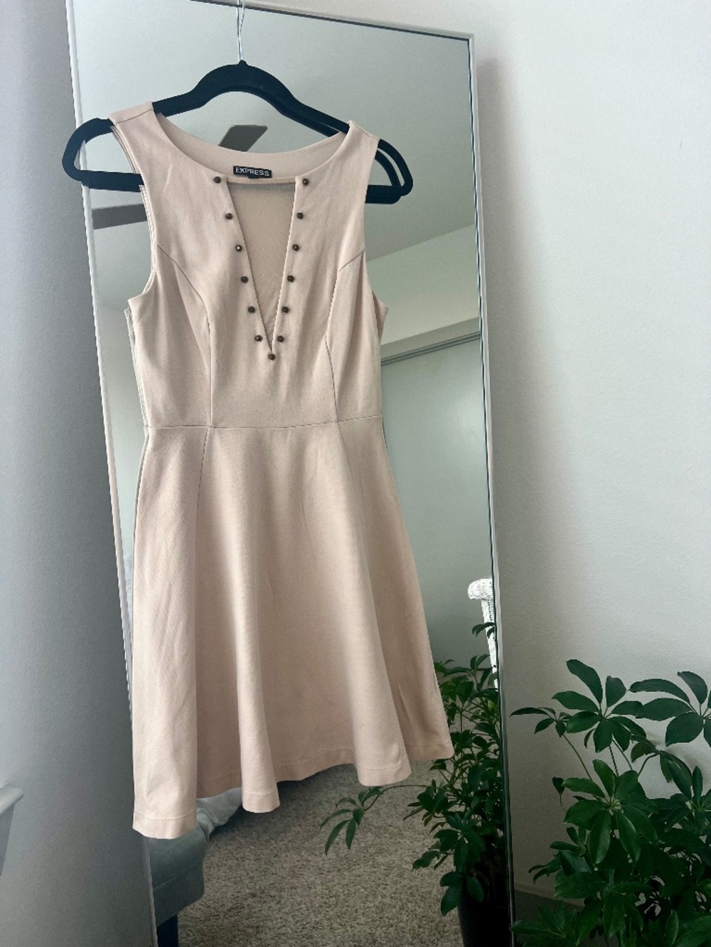 Express Mesh Cutout Studded Skater Dress: XS